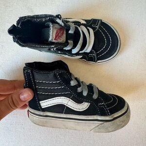 Vans Sk8-Hi Zip Toddler 4 Black White High Top Sneakers Streetwear y2k Skate
